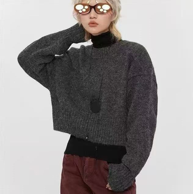 Women's Loose Round Neck Solid Color Simple Women's Sweater