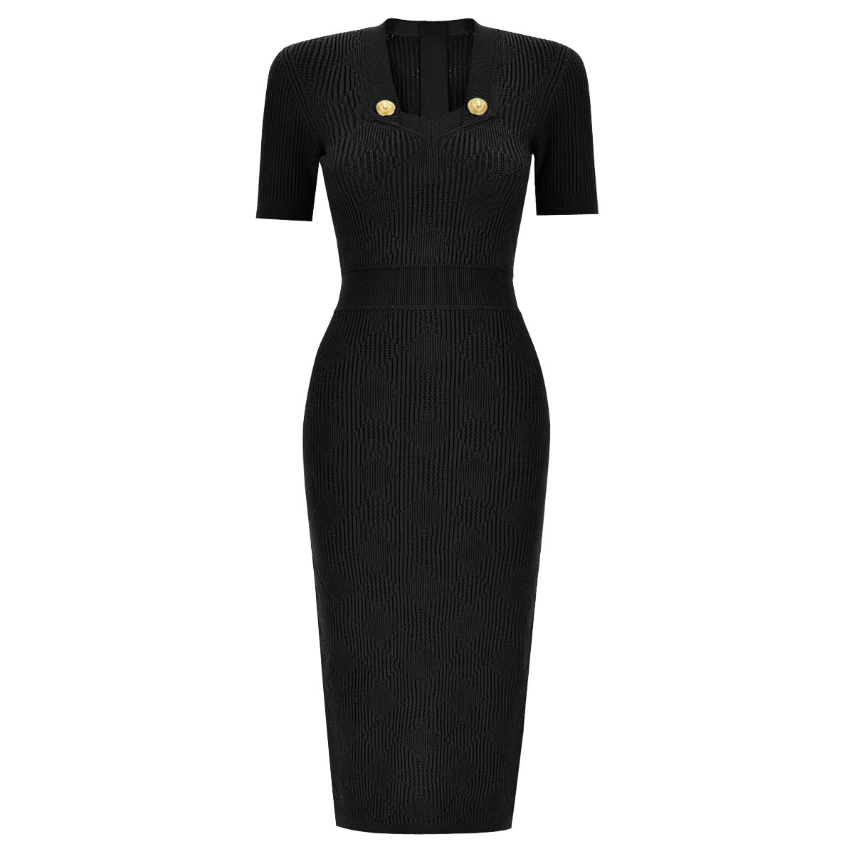 Sleeve Slimming Mid-length Knitted Dress Simple Dresses