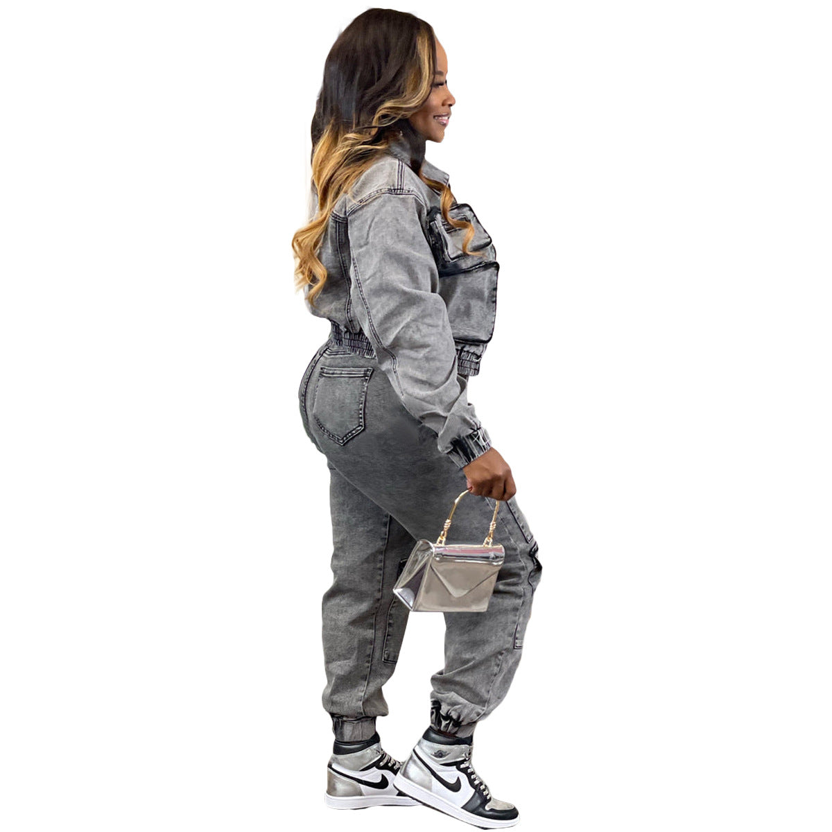 Women's Fashion Sexy Highly Stretch Washed Denim Suits
