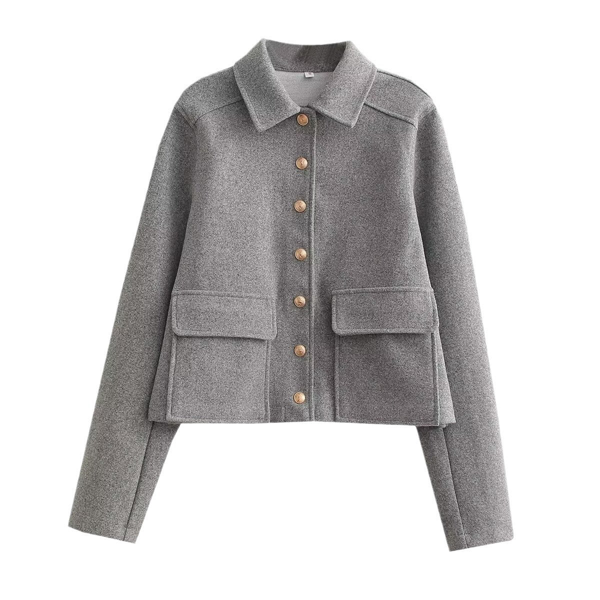 Women's Lapel Classic Style Single-breasted Soft Metal Coats