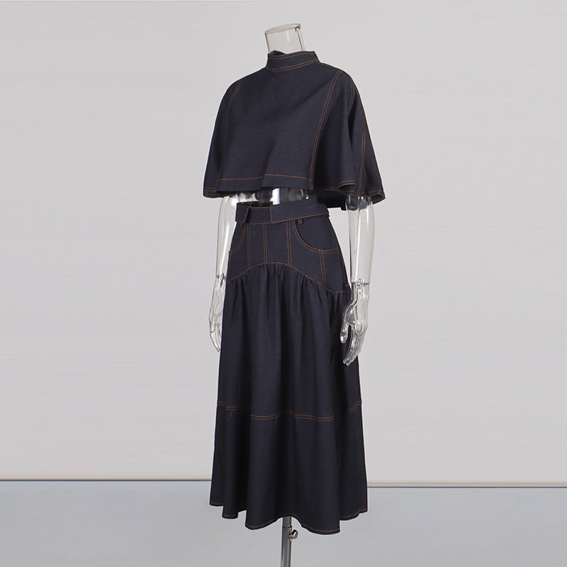 Women's Fashion Casual Set Cape Stand Collar High Suits