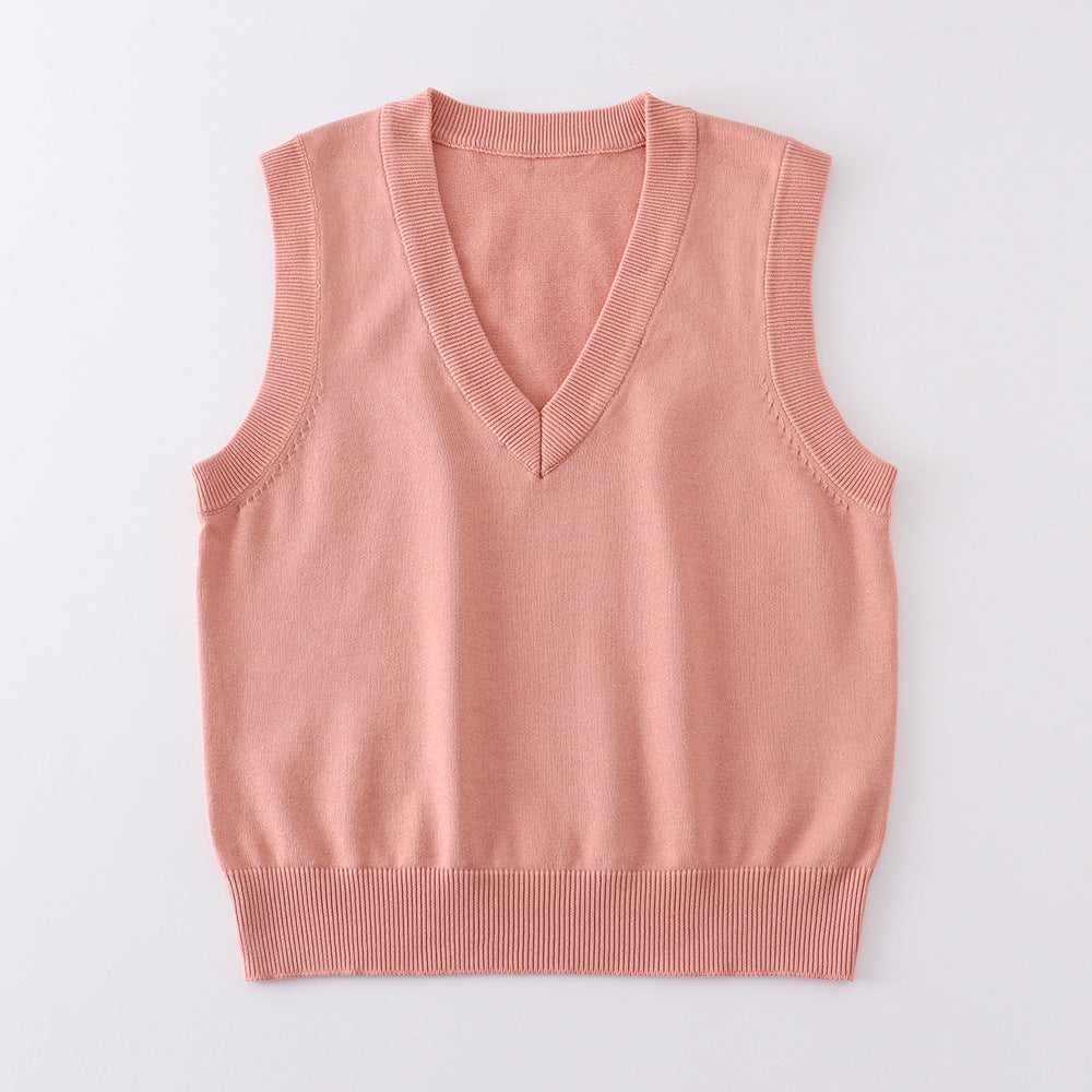 Basic Style Pullover Sleeveless Thin Solid Color Women's Sweater