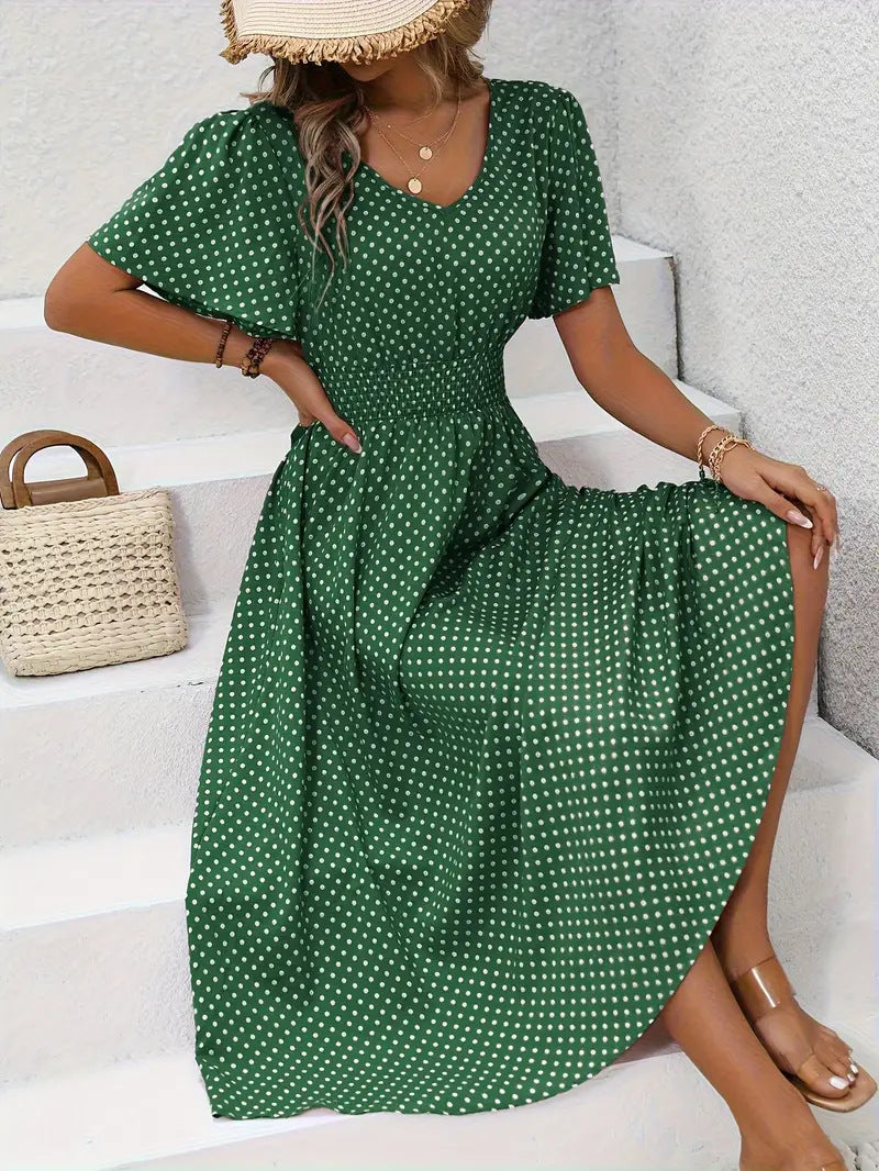 Quick Polka Dot Pullover Leisure Dress Dresses