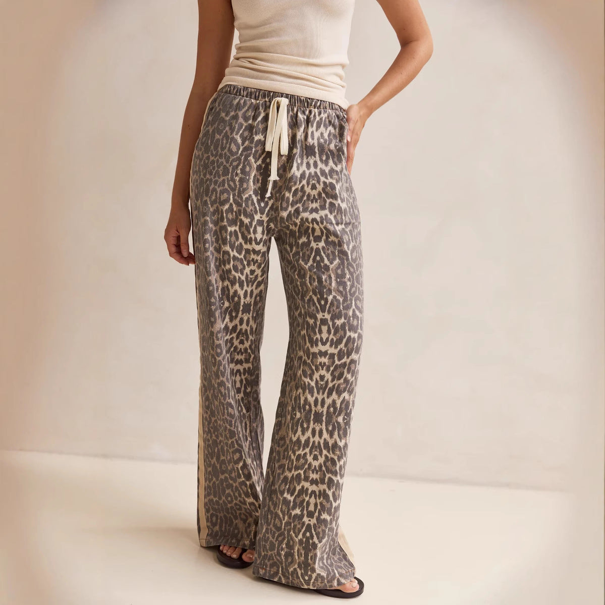 Casual Retro Leopard Print Lapel Loose Suits