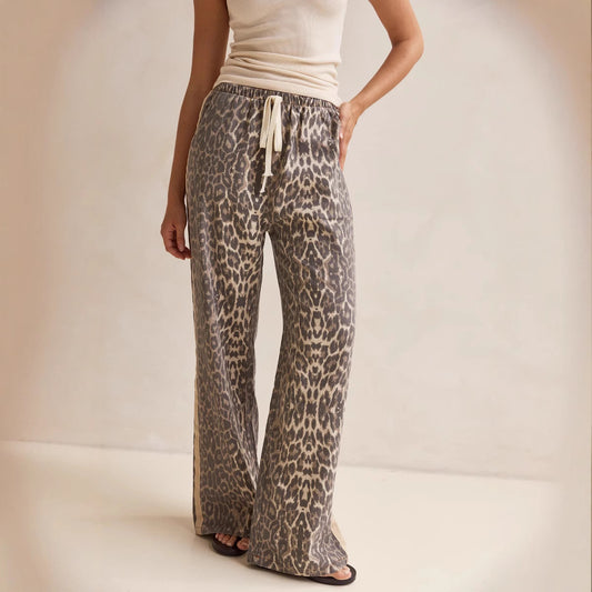 Casual Retro Leopard Print Lapel Loose Suits