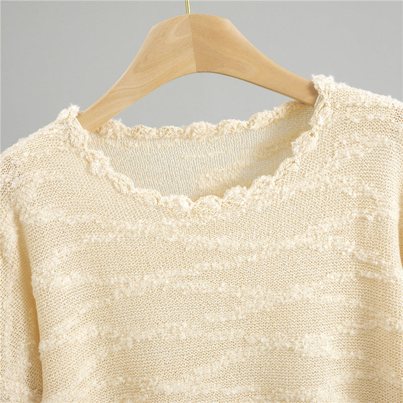 Style Pullover Knitted Loose-fitting Outerwear Female Tops