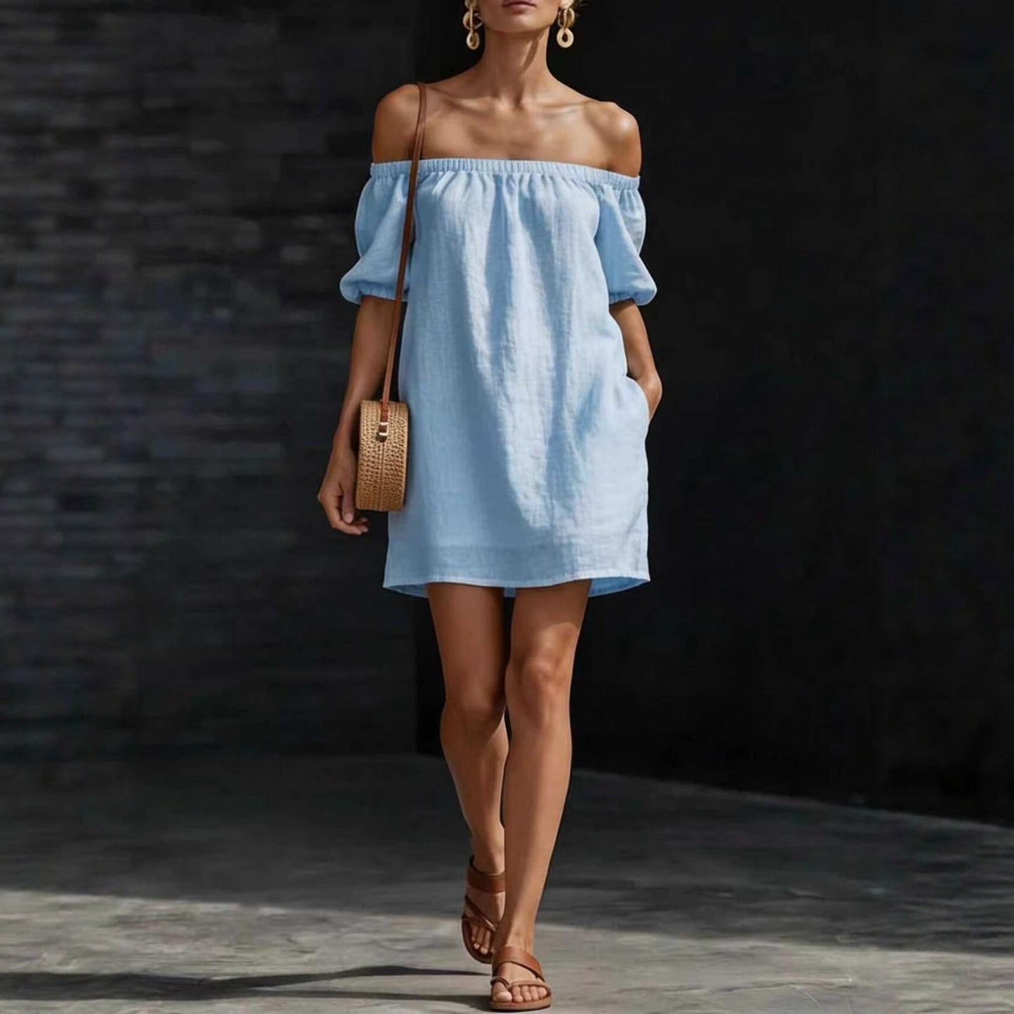 Women's Summer Cotton Linen Fashion Loose Temperament Solid Dress