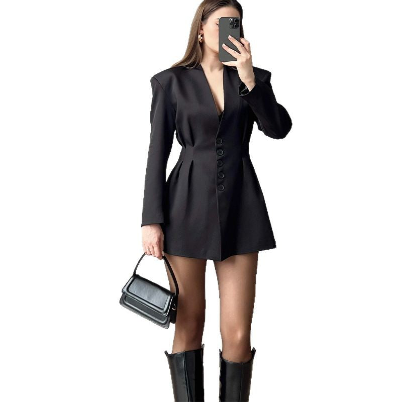 Women's Spring Solid Color Sleeve Button Outfit Suits