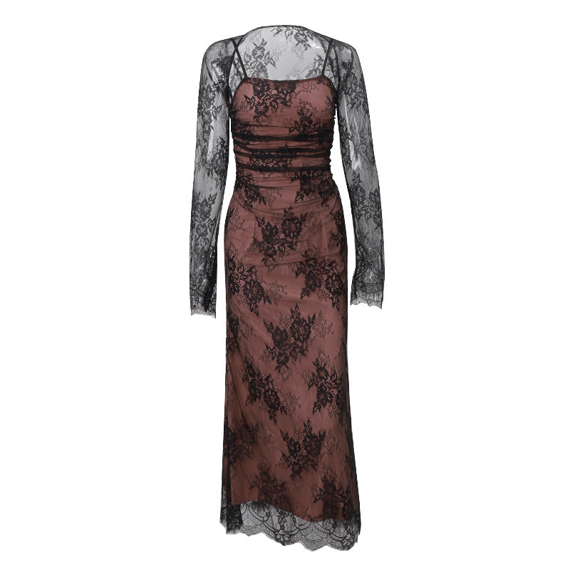 Women's Temperament Waist French Dress Waistcoat Crocheted Dresses