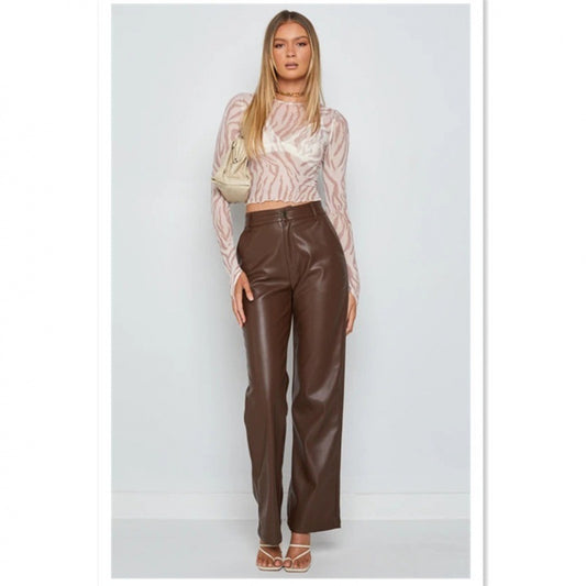 Women's Pretty Leather Fashion High Elastic Pants