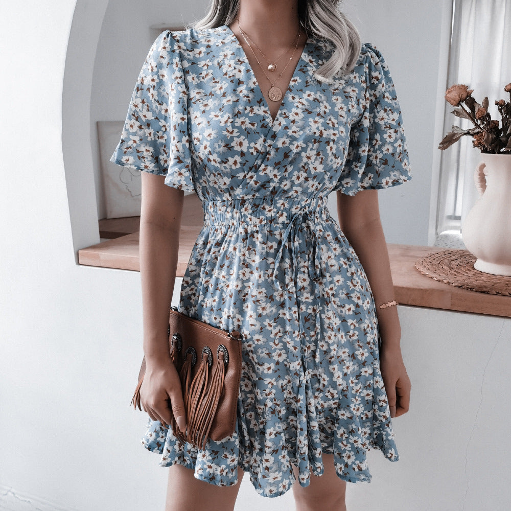 Women's Clearance Summer Casual Sleeve Floral Ruffled Shorts