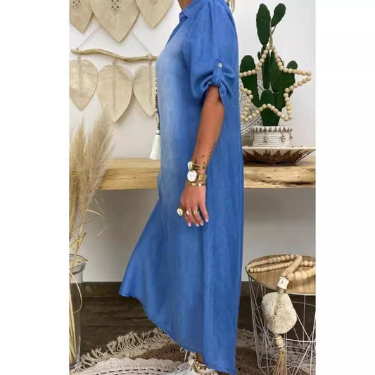 Women's Graceful Loose Washed Denim Dress Dresses