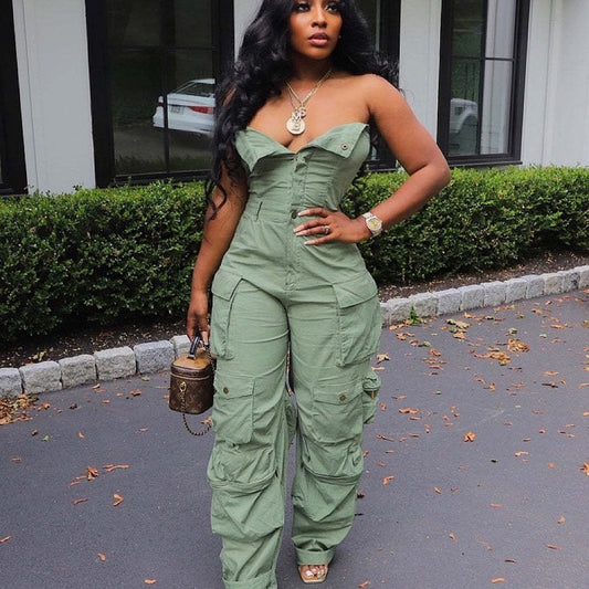 Fashion Sexy Single-breasted Bandeau High Waist Jeans