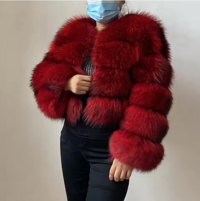 Women's Beautiful Winter Fur Imitation Stitching Coats
