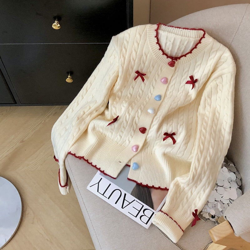 Women's Korean Sweet With Round Heart-shaped Colorful Design Women's Sweater