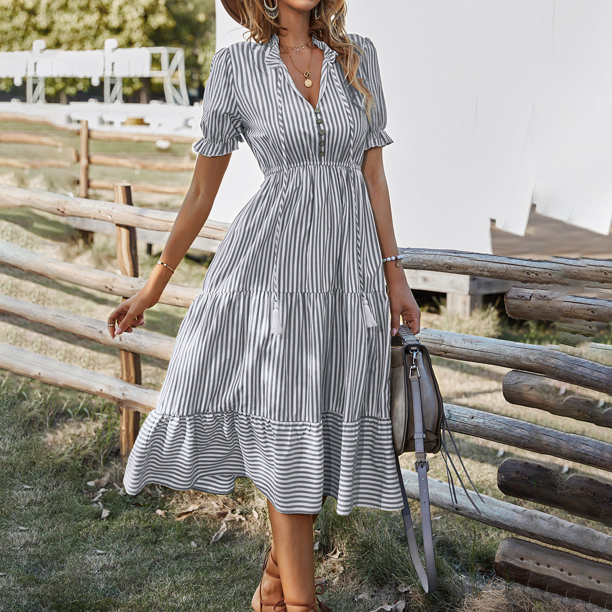Women's Design Fashion Wear Dress Summer Striped Dresses