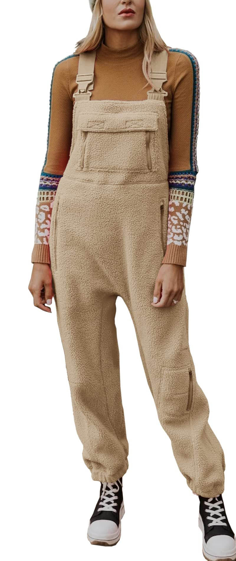 Women's Pocket Solid Color Lamb Wool Adjustable Suits