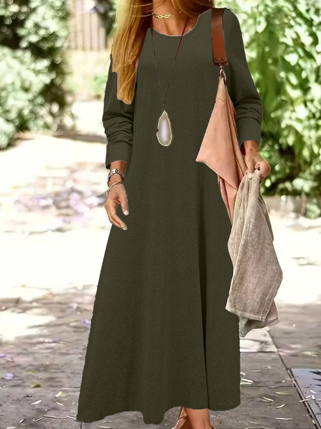Women's Solid Color Casual Long Sleeves Fashion Dress