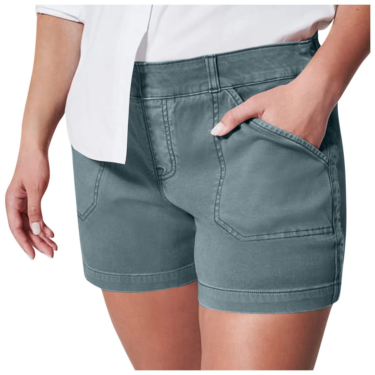 Fashion Simple Pocket Hip Lifting High Elastic Shorts