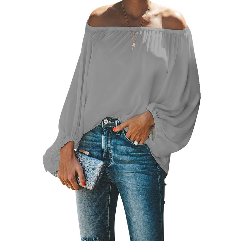 Women's Solid Color Simple Lantern Sleeve Loose Tops