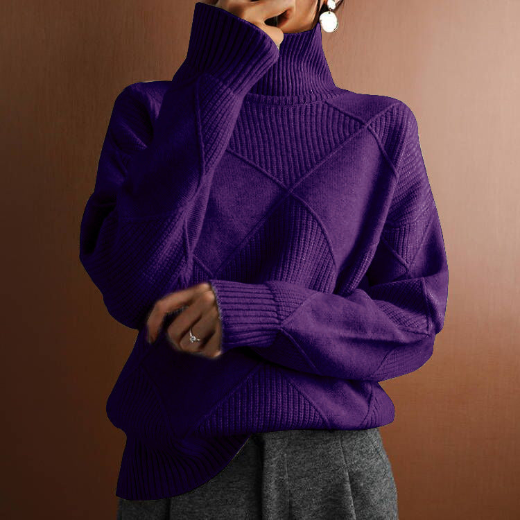 Women's Loose Temperament Commuter Solid Color Turtleneck Sweater