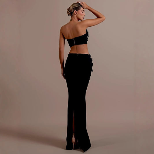 Women's Flower Party Sexy Tube Dress Long Dresses