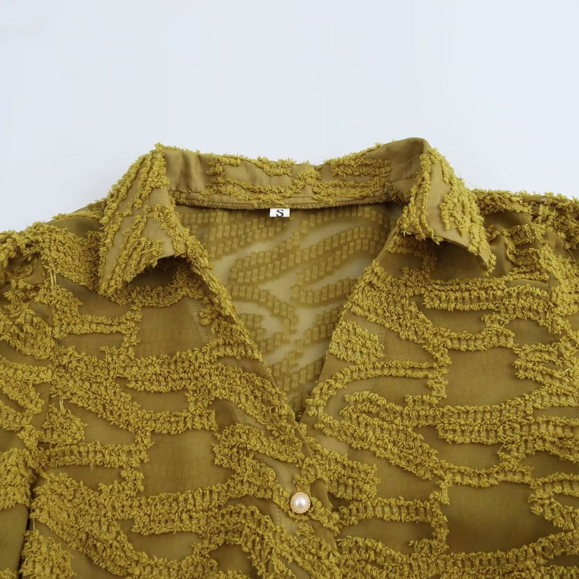 Women's Spring Long Sleeve Texture Lantern Shirt Blouses