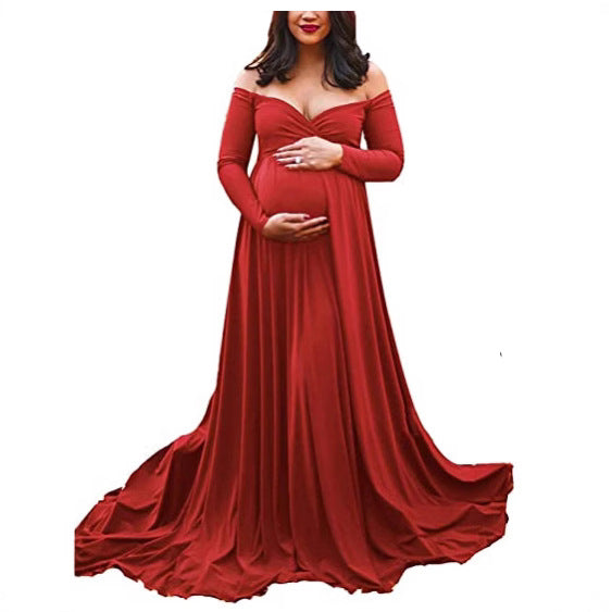 Women's Mercerized Cotton Trailing Expandable Dress Long Dresses