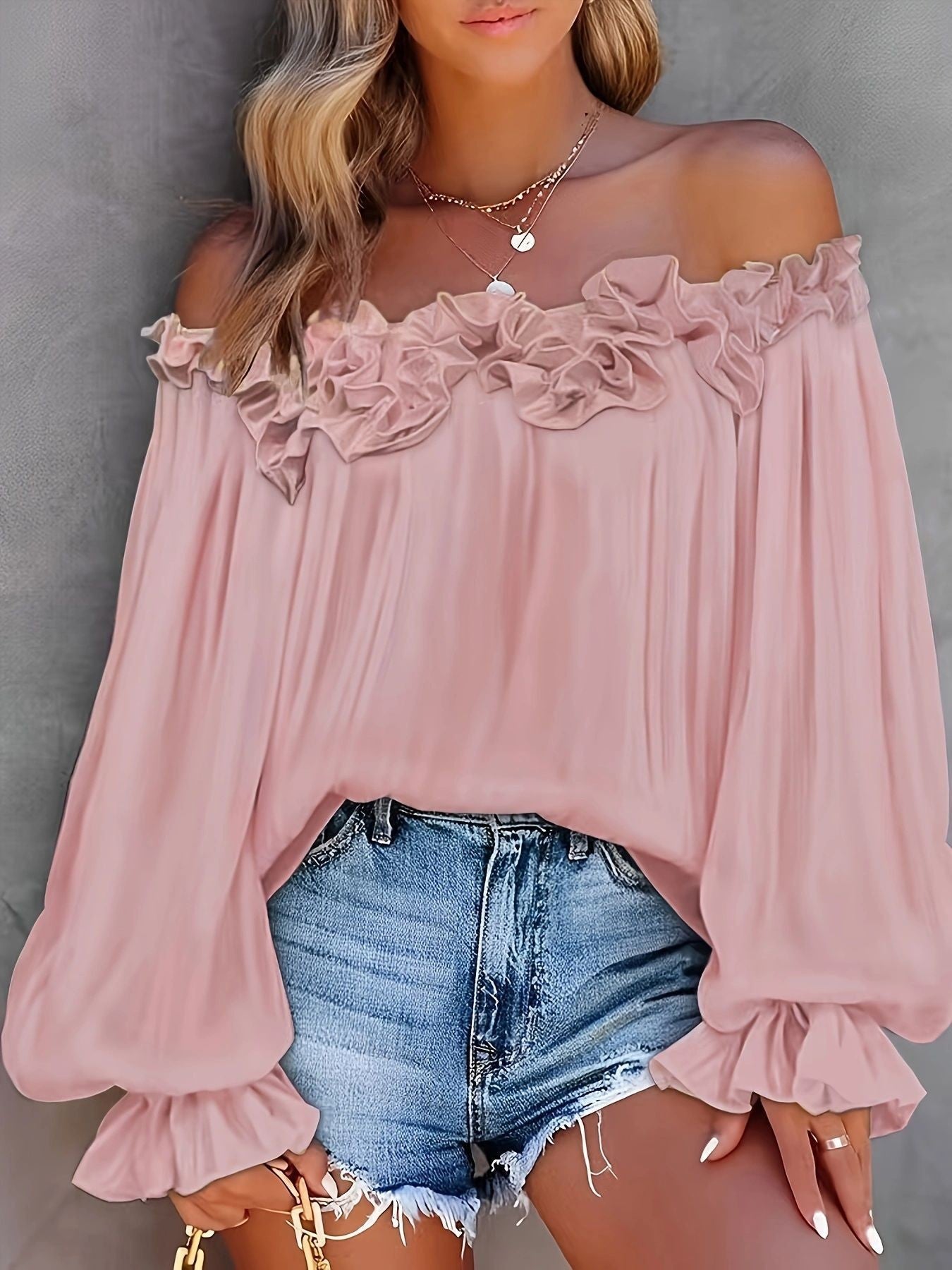 Women's Elegant Style Casual Long Sleeve Ruffle Blouses