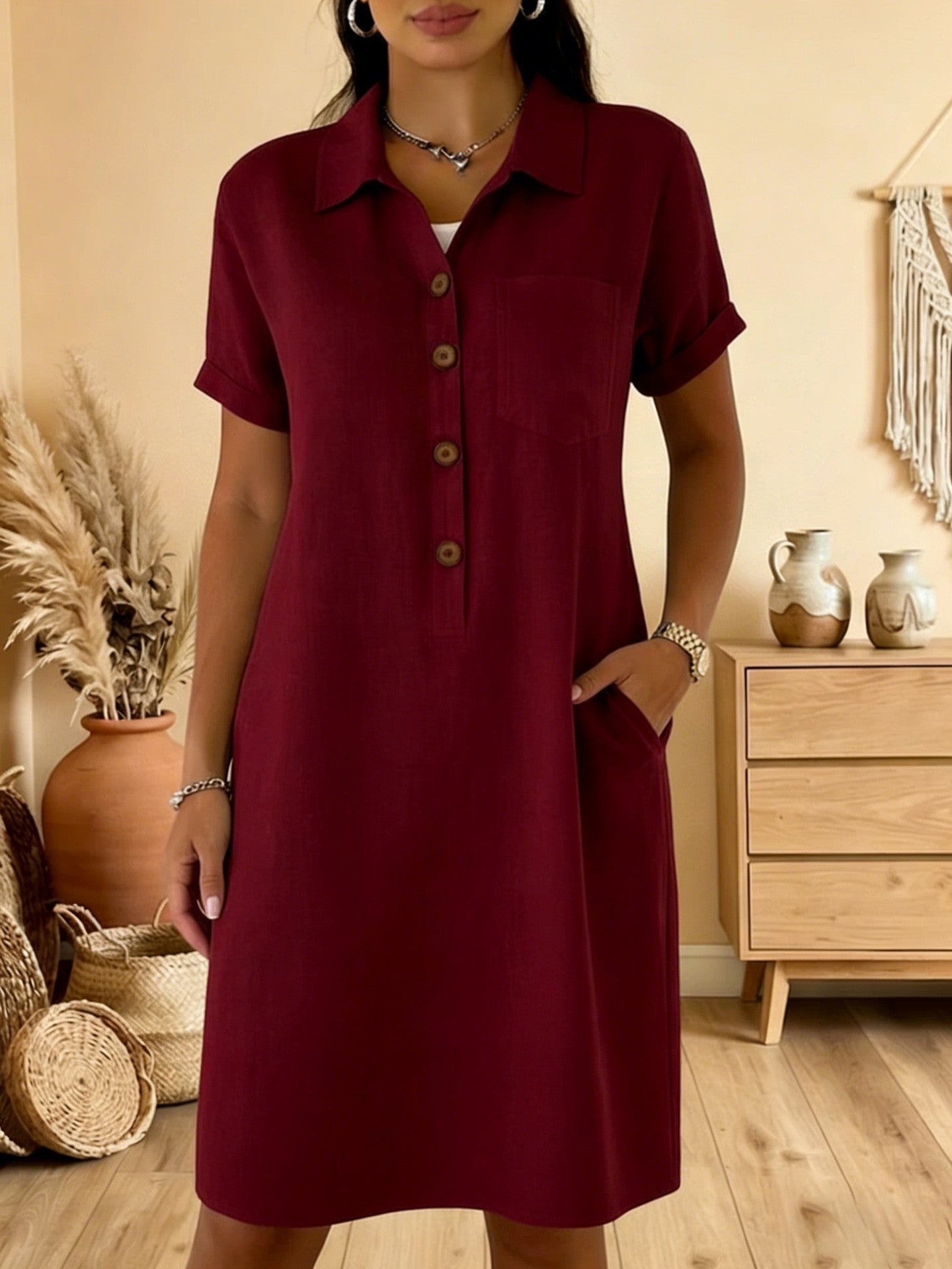 Women's Summer Comfort Casual Pocket Cotton Dress