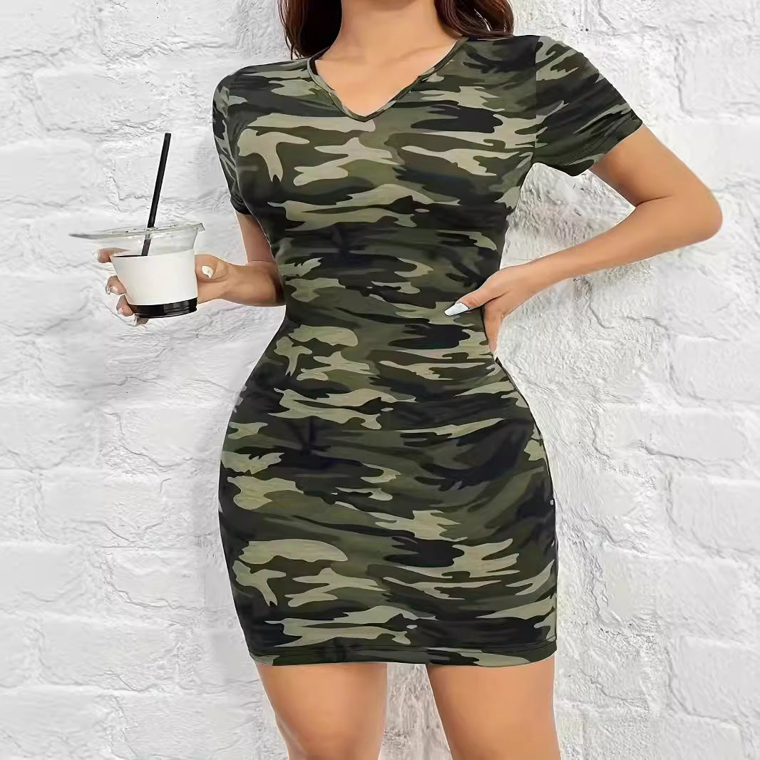 Summer Fashion Casual Camouflage Sleeve Slim Shorts