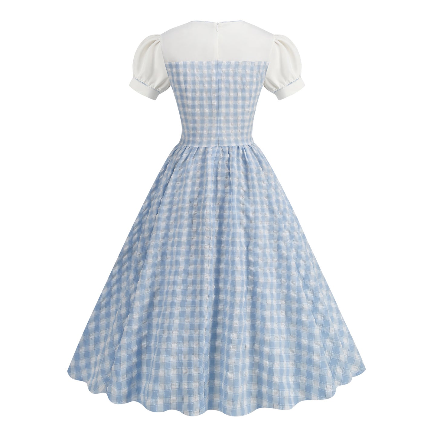 Style British Bubble Plaid Short-sleeved Umbrella Dresses