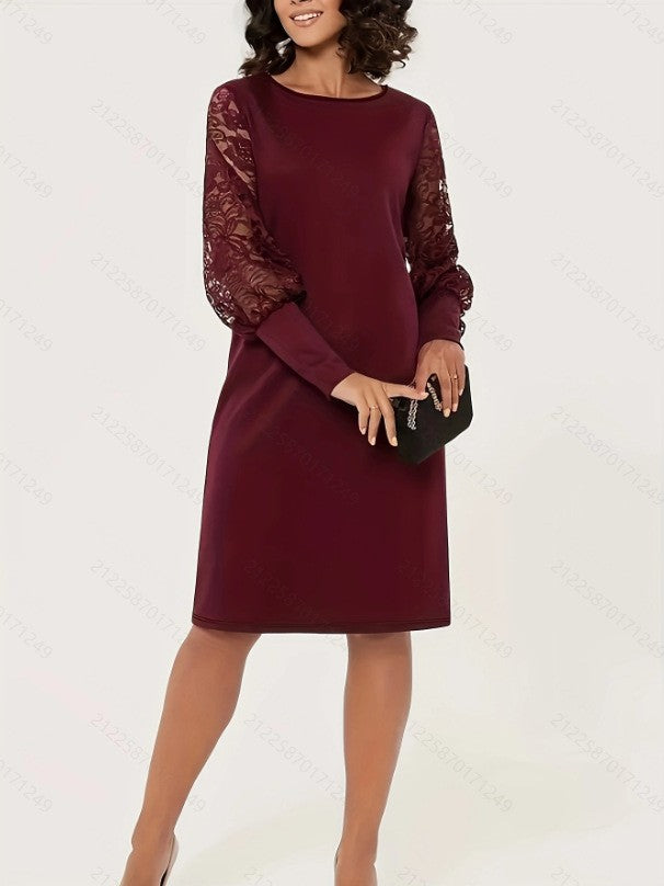 Women's Lace Long Sleeve Slim Fit Patchwork Dress