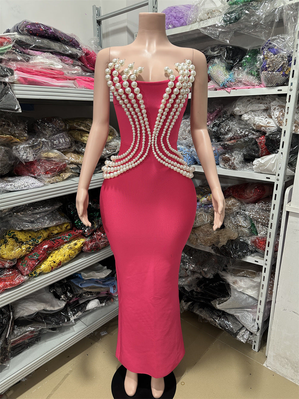 Fashion Pearl Tube Bandage Dress Party Dresses