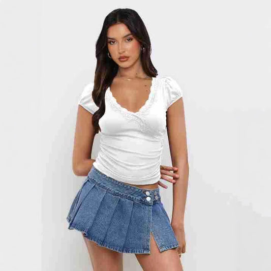 Women's Contrast Color Short-sleeved T-shirt Summer Hot Tops