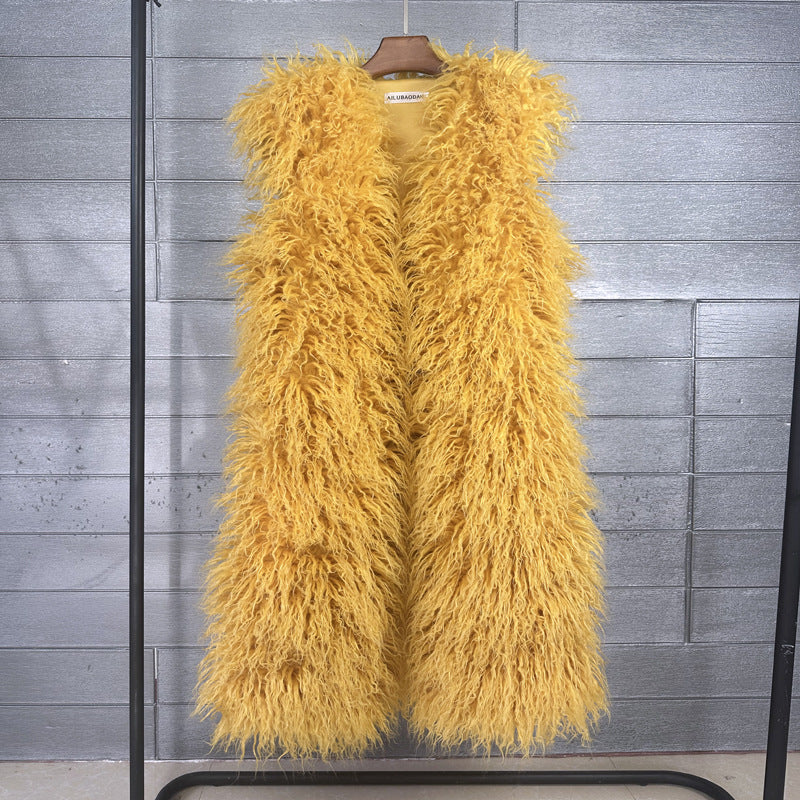 Women's Winter Lengthened Imitated Tibet Sheep Fur Coats