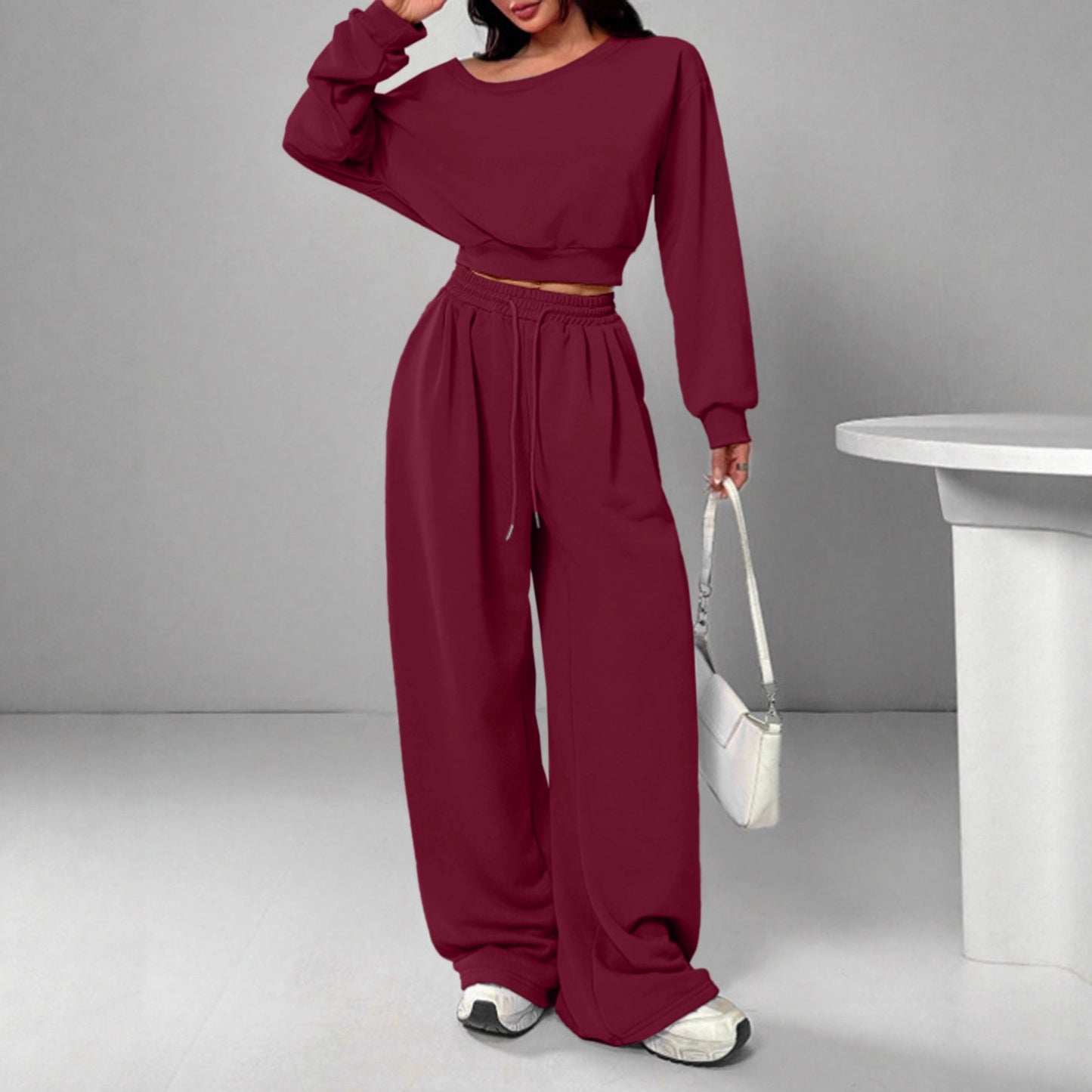 Yuan Winter Thermal Extra Thick With Fleece Waist Trimming Sweatshirt Fashion Casual Suit