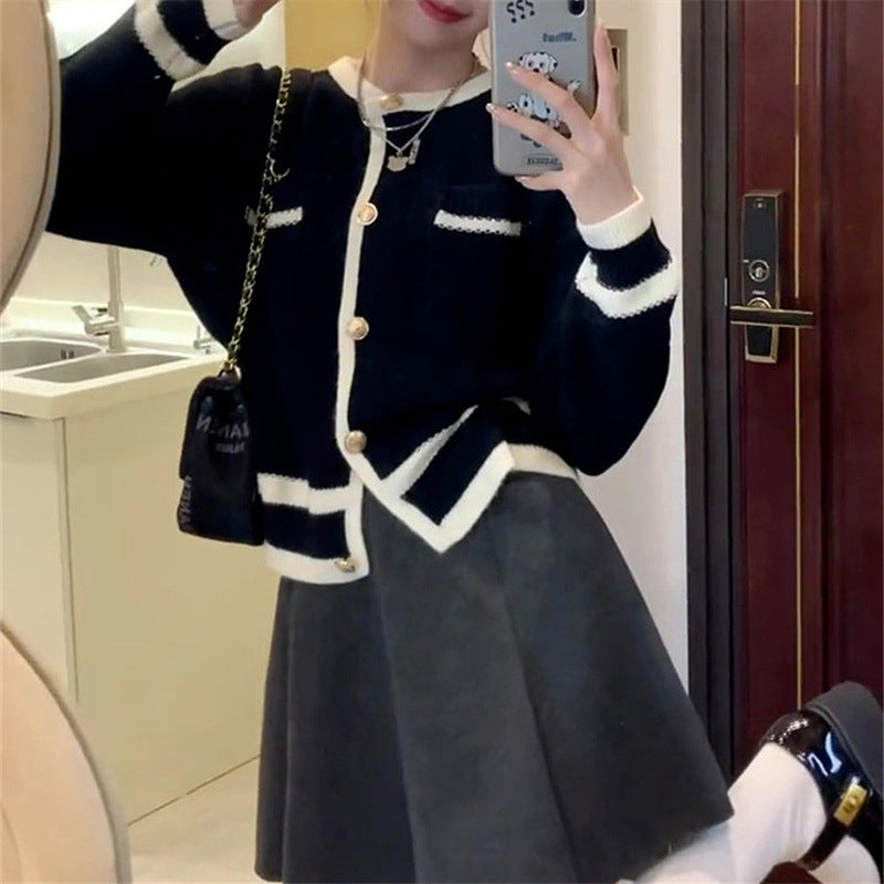Women's Style Color Matching Korean Idle Loose Outer Match Women's Sweater