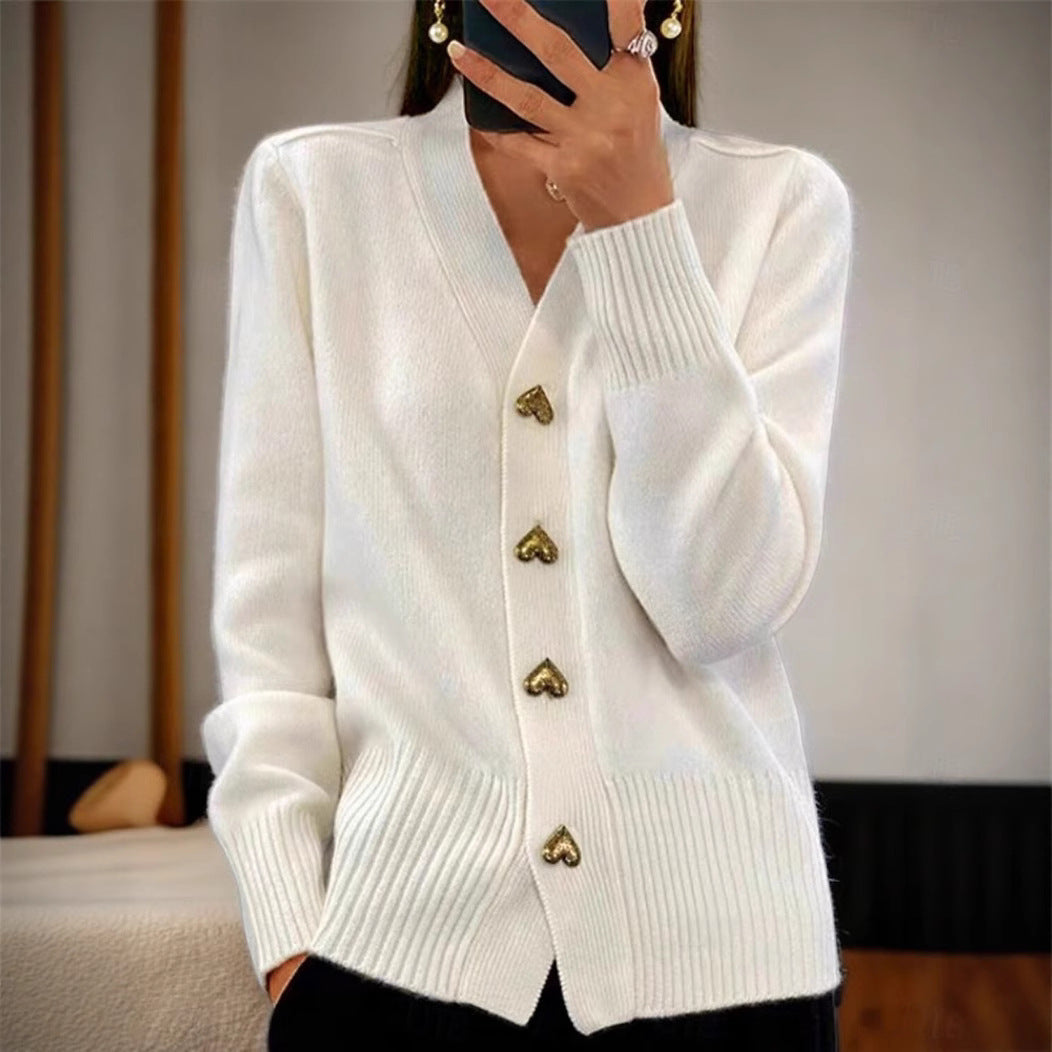 Women's Button Casual Loose Temperament Solid Color Knitted Cardigans