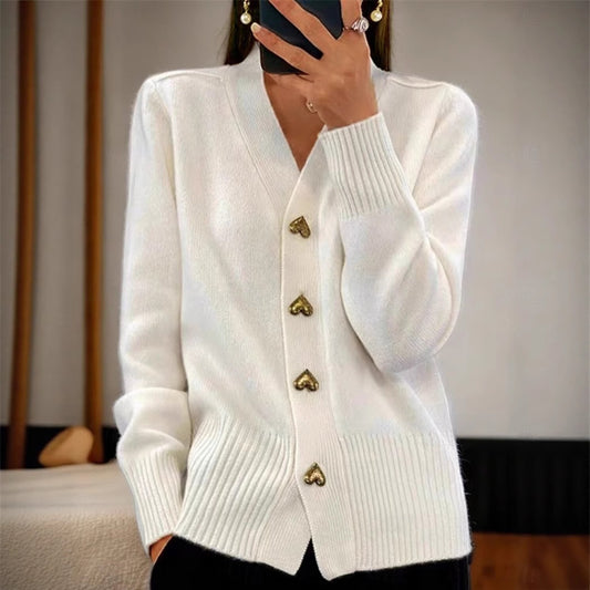 Women's Button Casual Loose Temperament Solid Color Knitted Cardigans