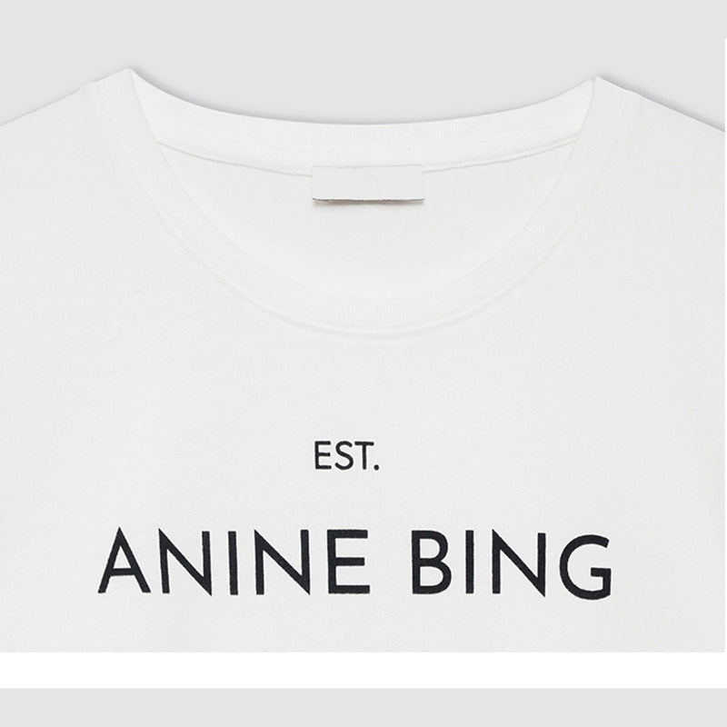 Women's American Niche Front Printed English Letters Loose Blouses