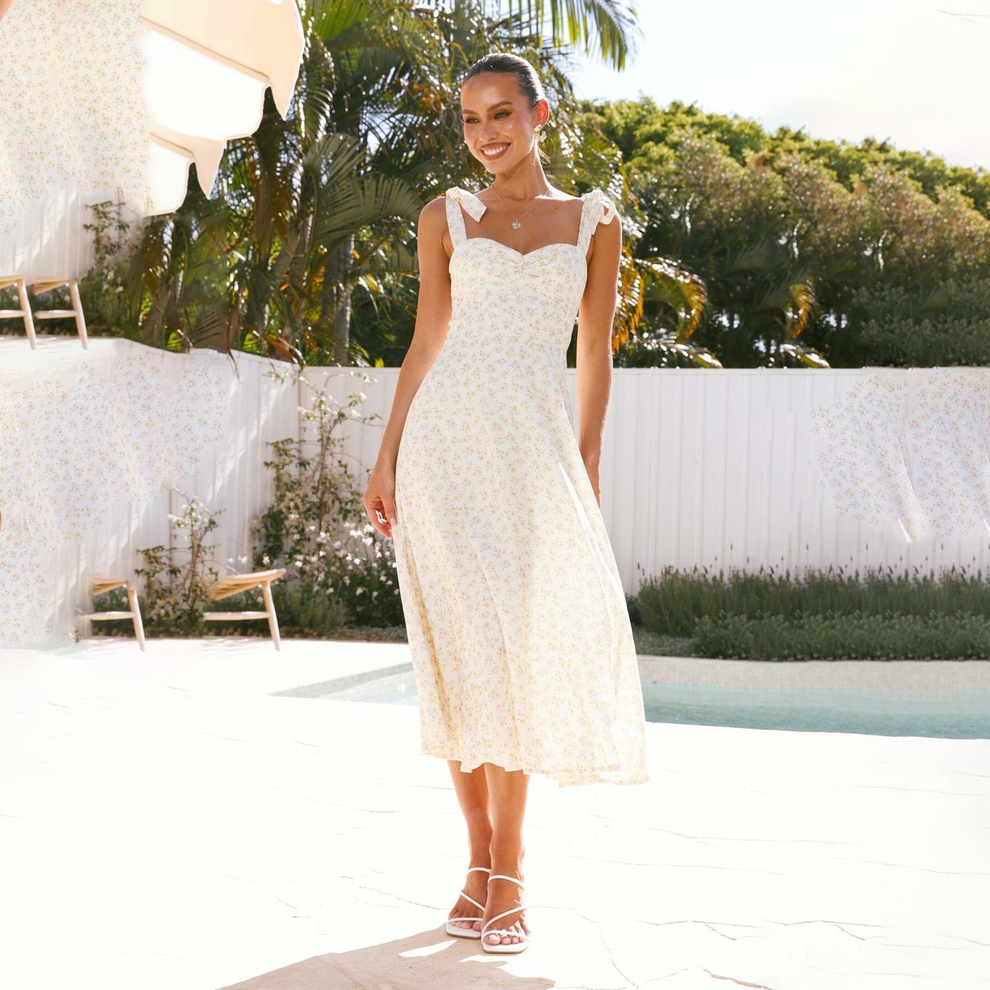 Beautiful Women's Printed Lace Up Holiday Dress