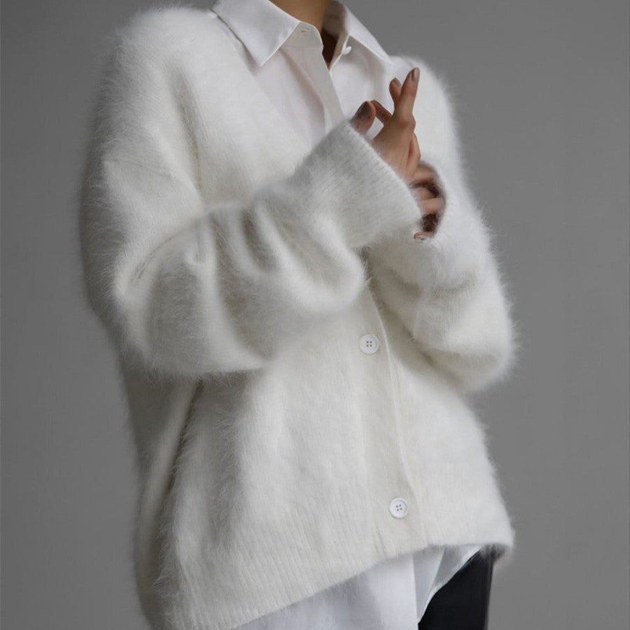 Women's Imitation Marten Idle Style Loose Soft Cardigans
