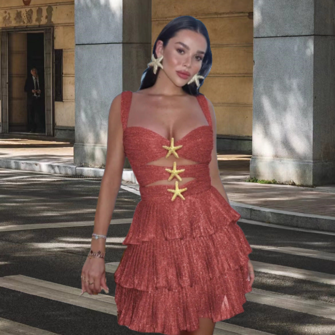 Women's Sexy Hot Alloy Three-dimensional Neptune Ornament Dresses