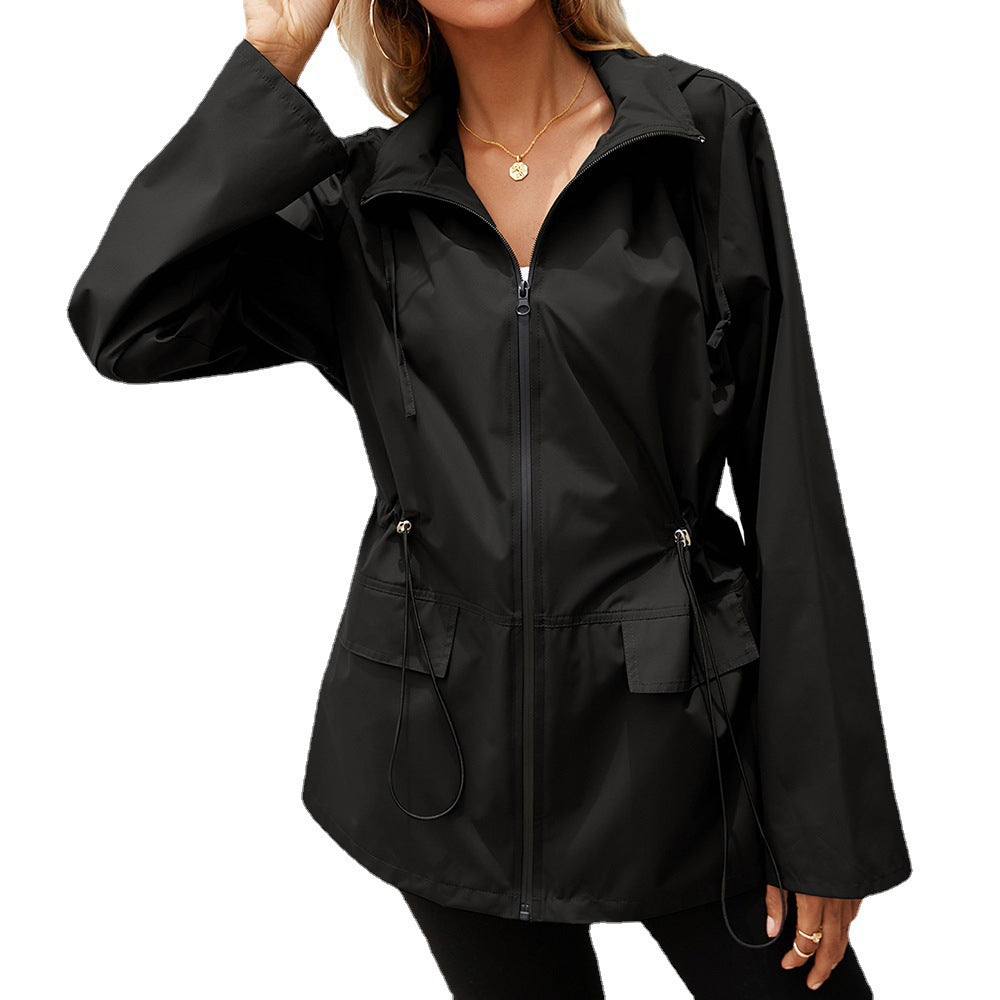Women's Zipper Waterproof Raincoat Outdoor Sports Windcheater Coats