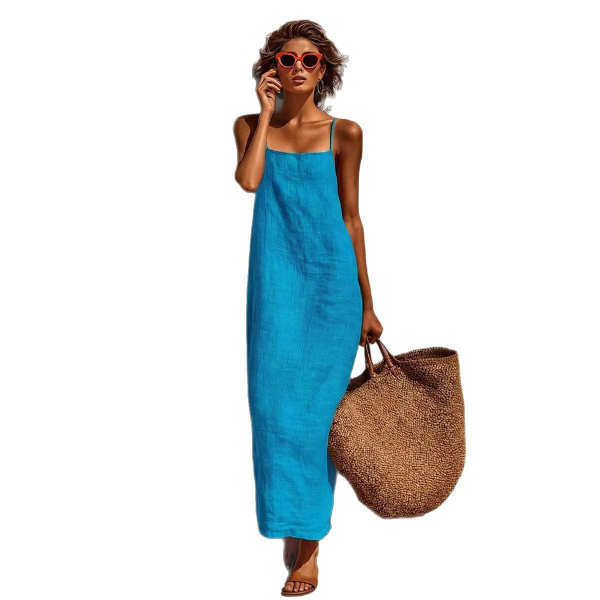 Women's Summer Solid Color Strap Fashion Comfort Casual Dress
