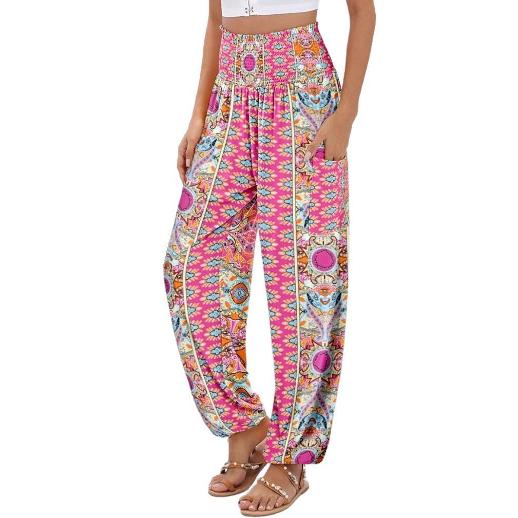 Women's Loose High Waist Print Casual Pants