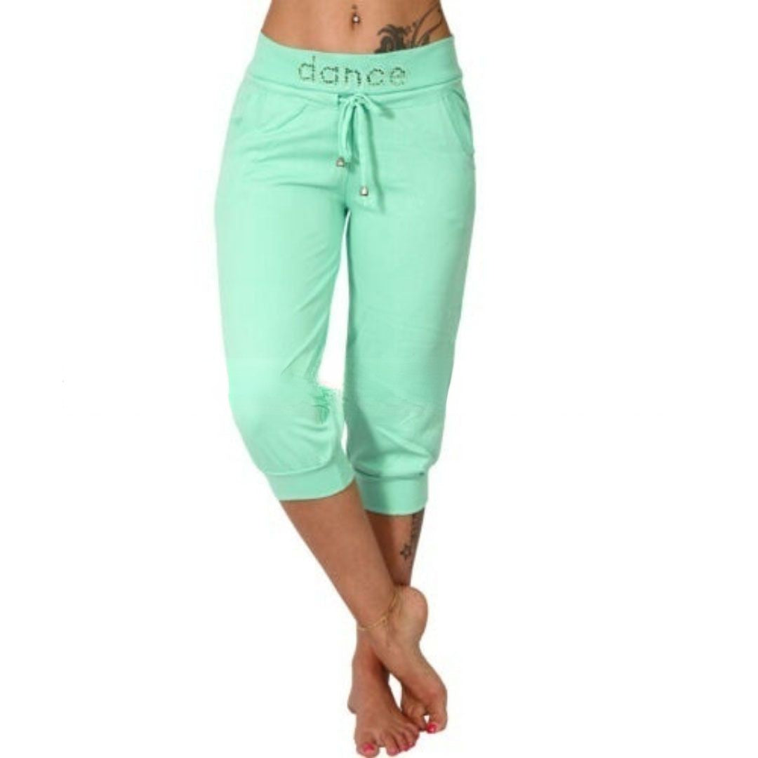 Women's Hot Beads Figure Flattering Middle Skinny Pants