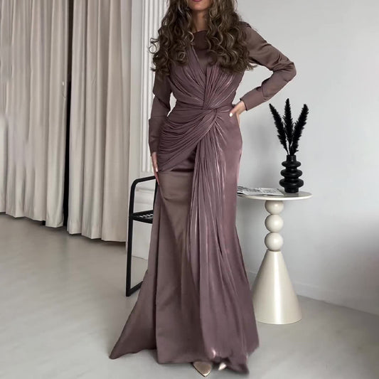 Women's Slim Fit Overlapping Design Dress High Dresses