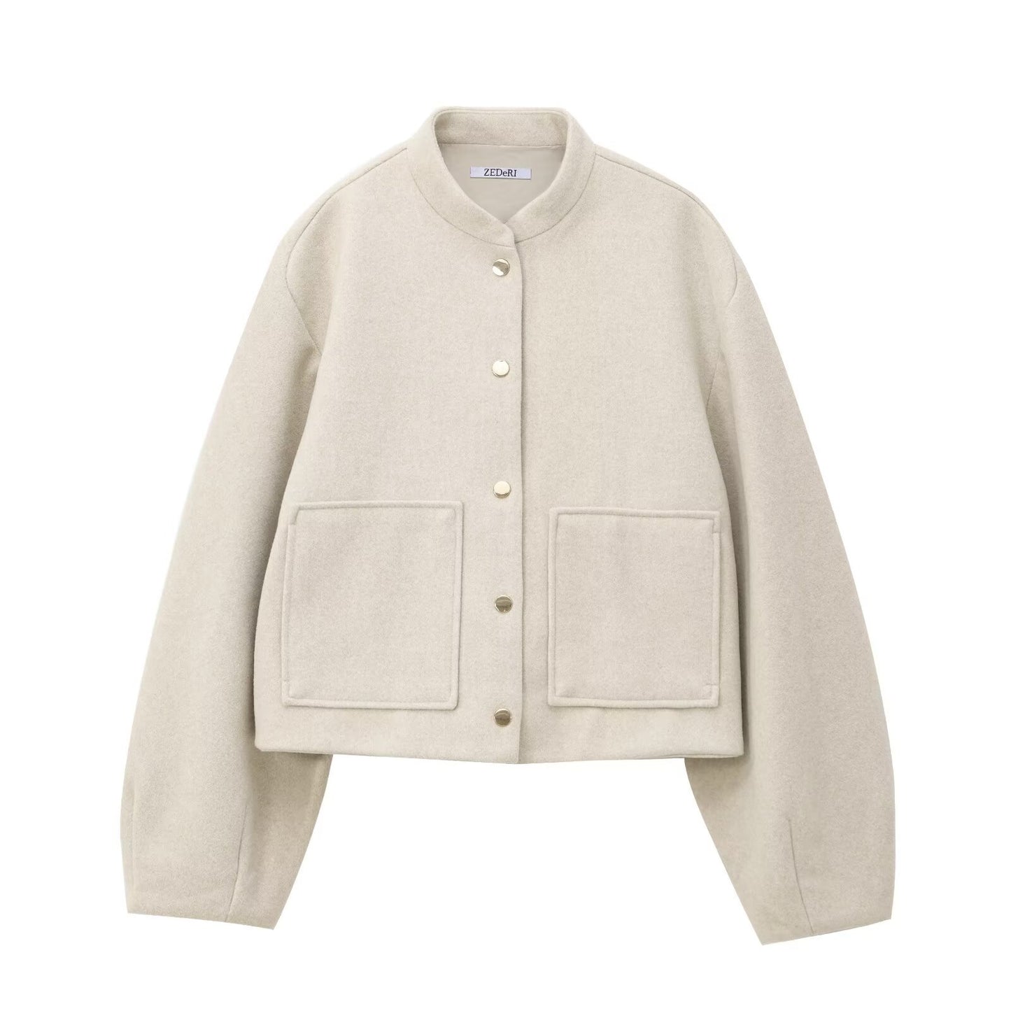 Women's Fashion Casual Versatile Stand Collar Single-breasted Coats